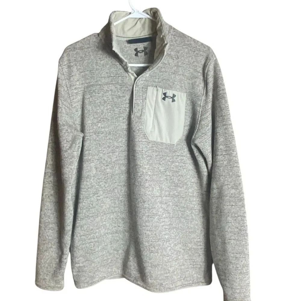 Under Armour Fleece Quarter Zip Pullover Gray Loose Fit Athletic Men L